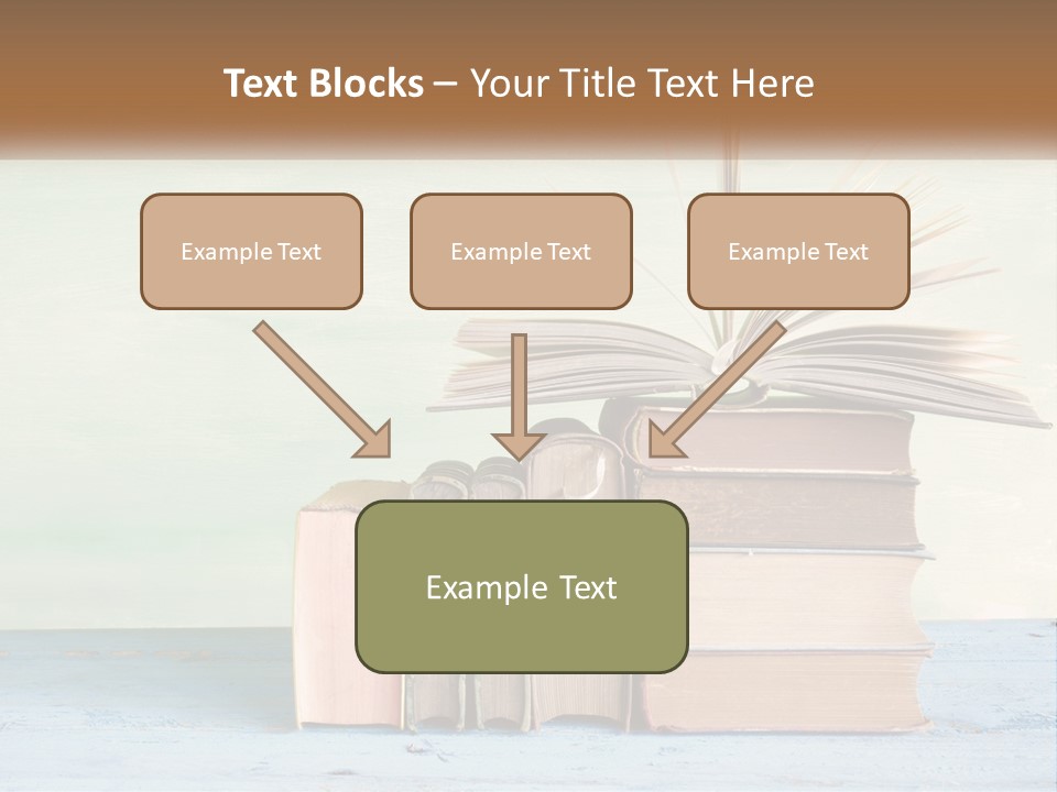 A Stack Of Books On A Table With A Green Background PowerPoint Template
