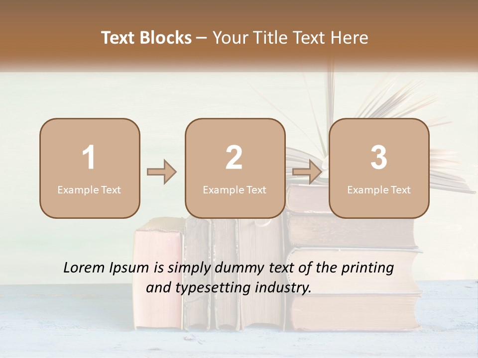 A Stack Of Books On A Table With A Green Background PowerPoint Template