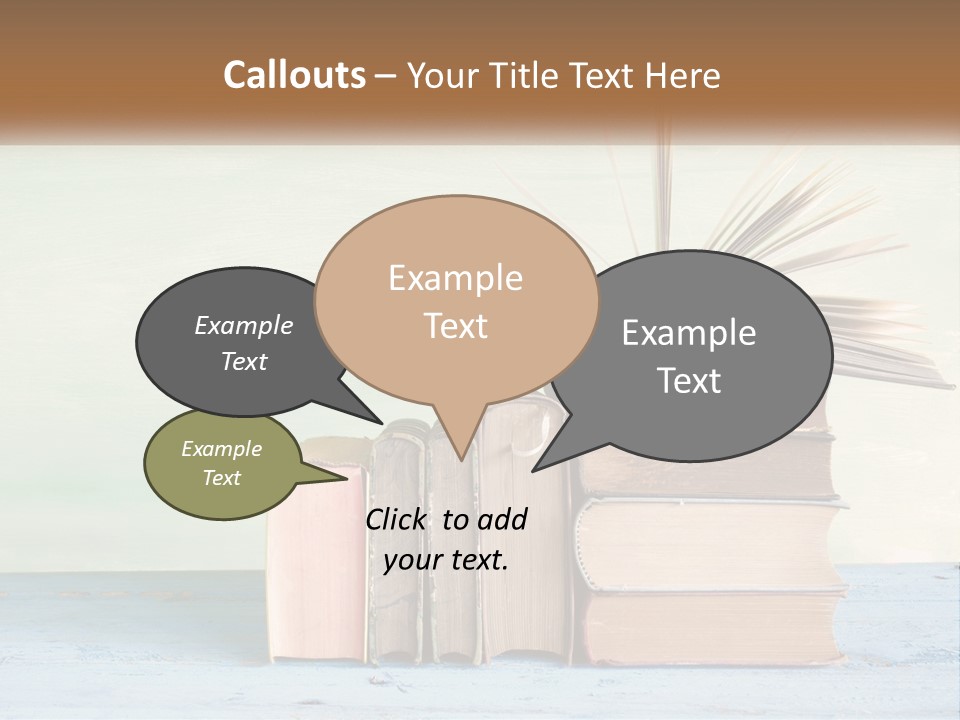 A Stack Of Books On A Table With A Green Background PowerPoint Template