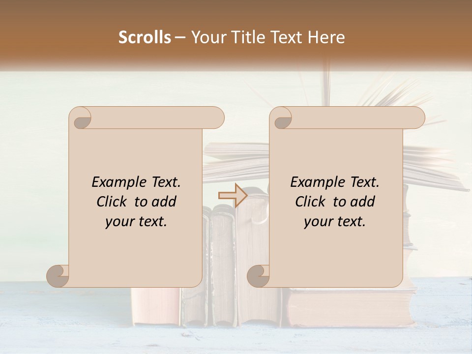 A Stack Of Books On A Table With A Green Background PowerPoint Template