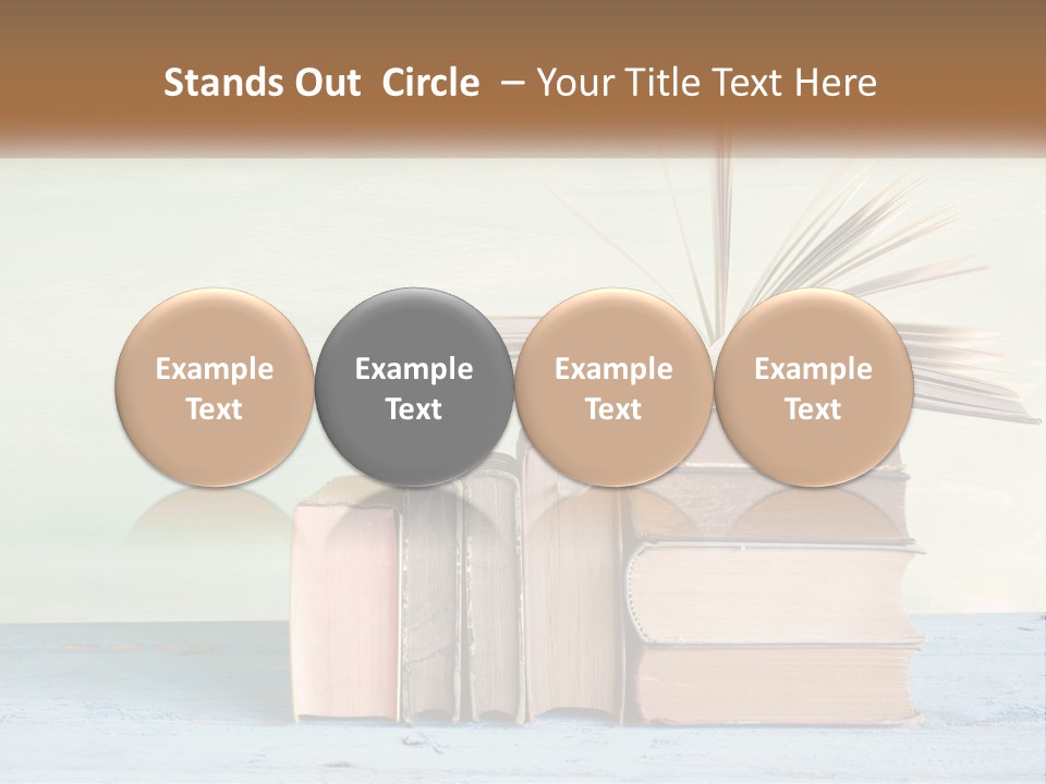 A Stack Of Books On A Table With A Green Background PowerPoint Template