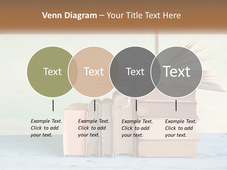 A Stack Of Books On A Table With A Green Background PowerPoint Template