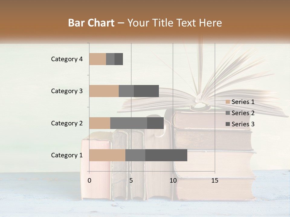 A Stack Of Books On A Table With A Green Background PowerPoint Template