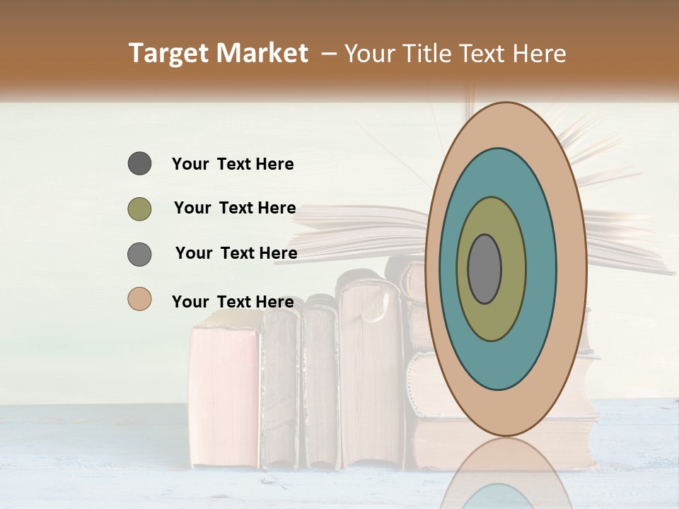 A Stack Of Books On A Table With A Green Background PowerPoint Template