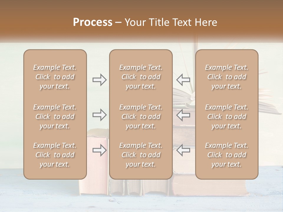 A Stack Of Books On A Table With A Green Background PowerPoint Template