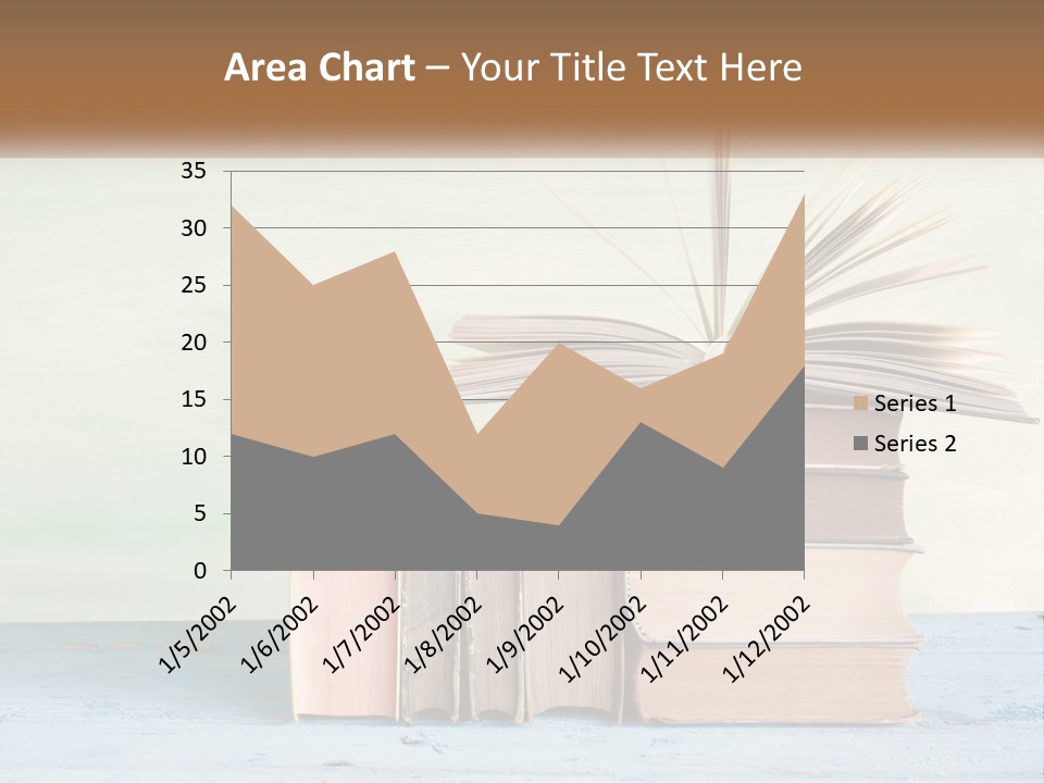 A Stack Of Books On A Table With A Green Background PowerPoint Template