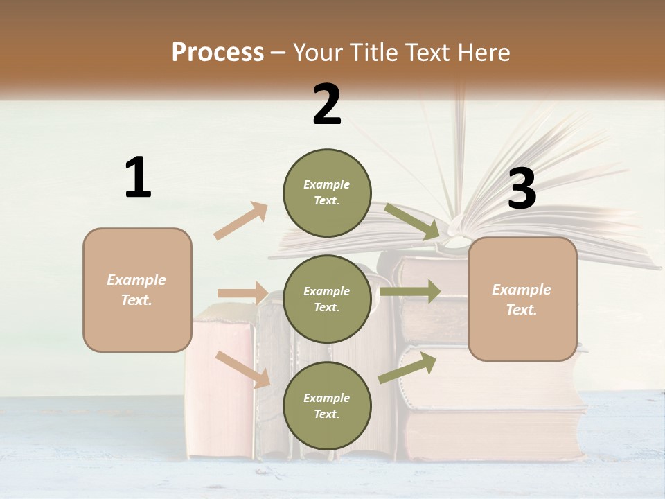 A Stack Of Books On A Table With A Green Background PowerPoint Template