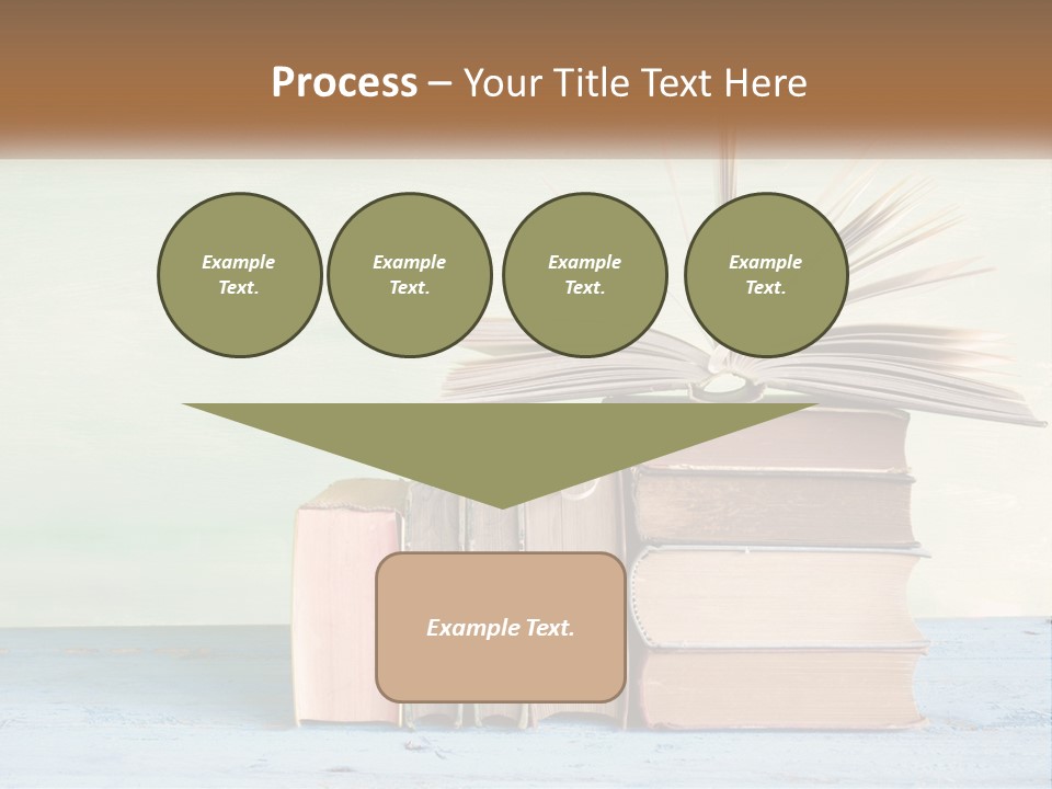 A Stack Of Books On A Table With A Green Background PowerPoint Template