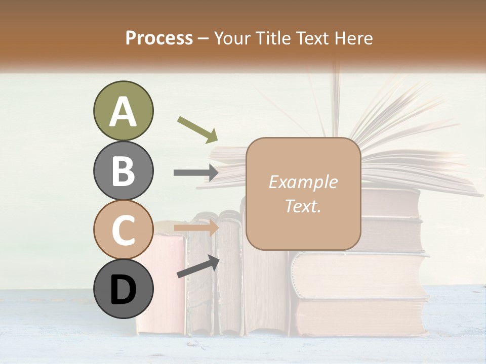A Stack Of Books On A Table With A Green Background PowerPoint Template