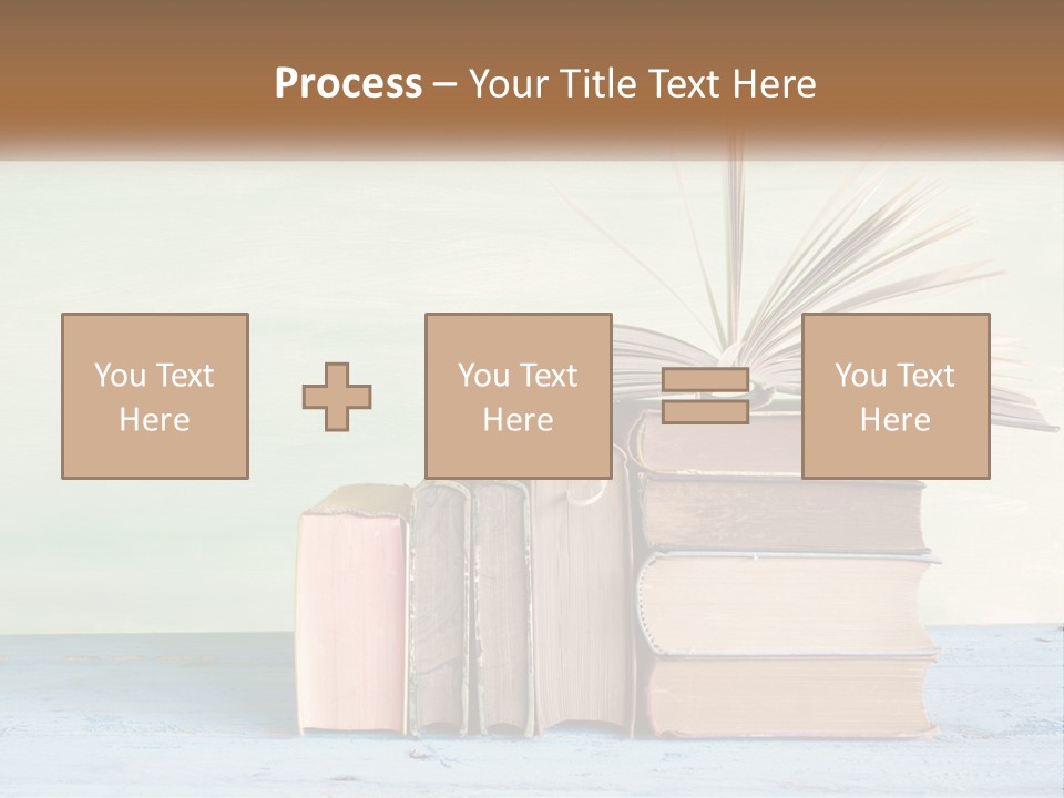 A Stack Of Books On A Table With A Green Background PowerPoint Template