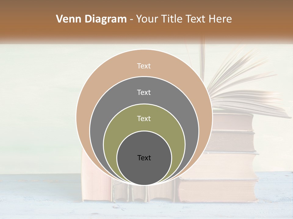 A Stack Of Books On A Table With A Green Background PowerPoint Template