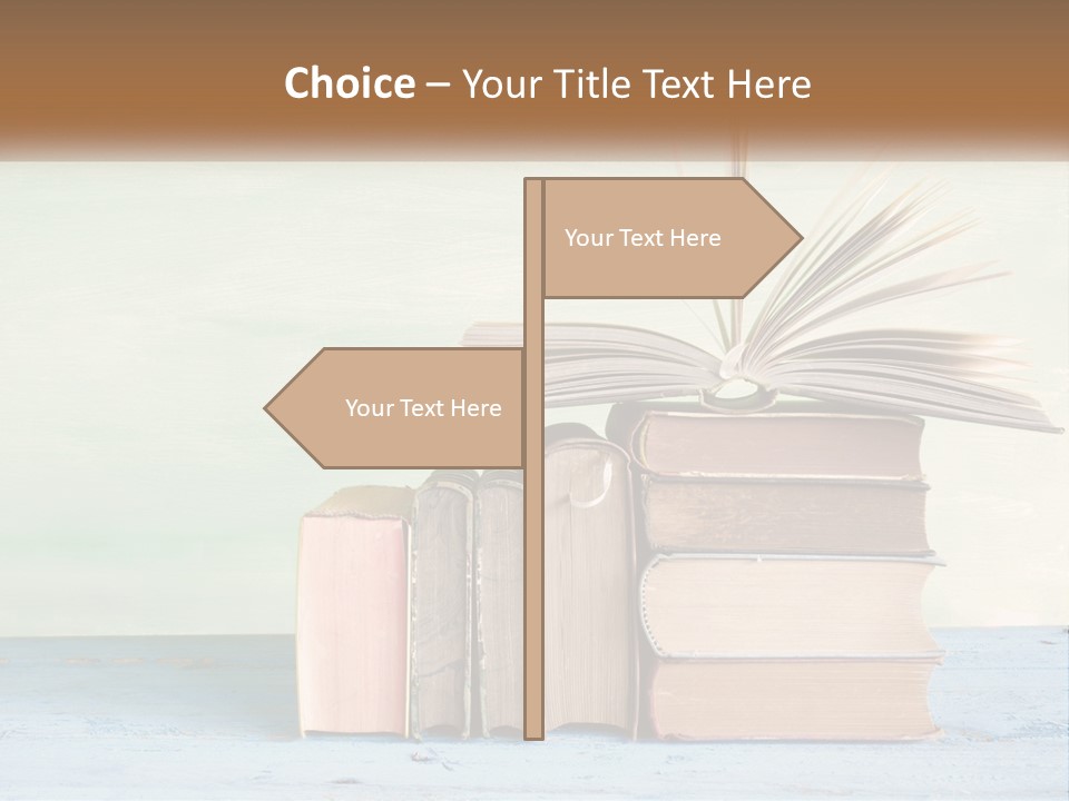 A Stack Of Books On A Table With A Green Background PowerPoint Template