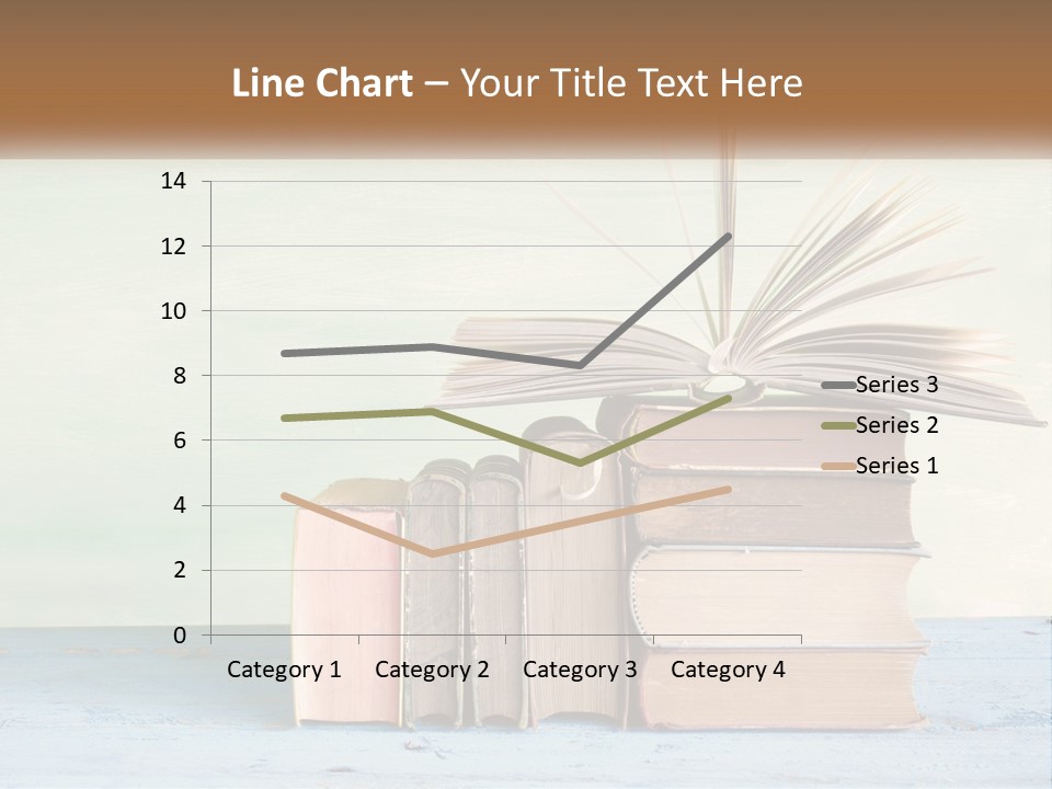 A Stack Of Books On A Table With A Green Background PowerPoint Template