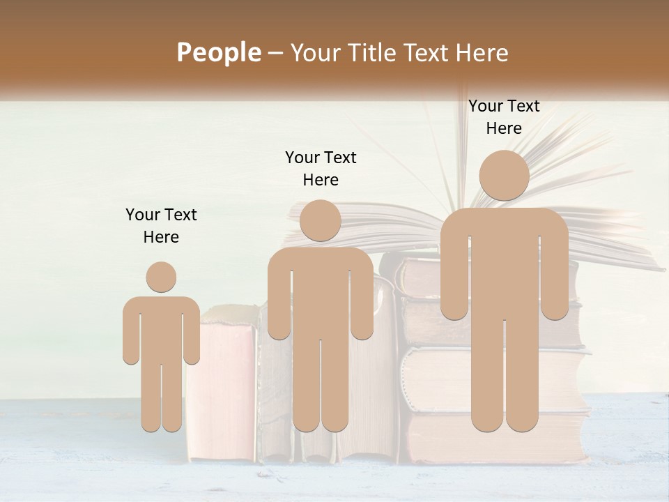 A Stack Of Books On A Table With A Green Background PowerPoint Template