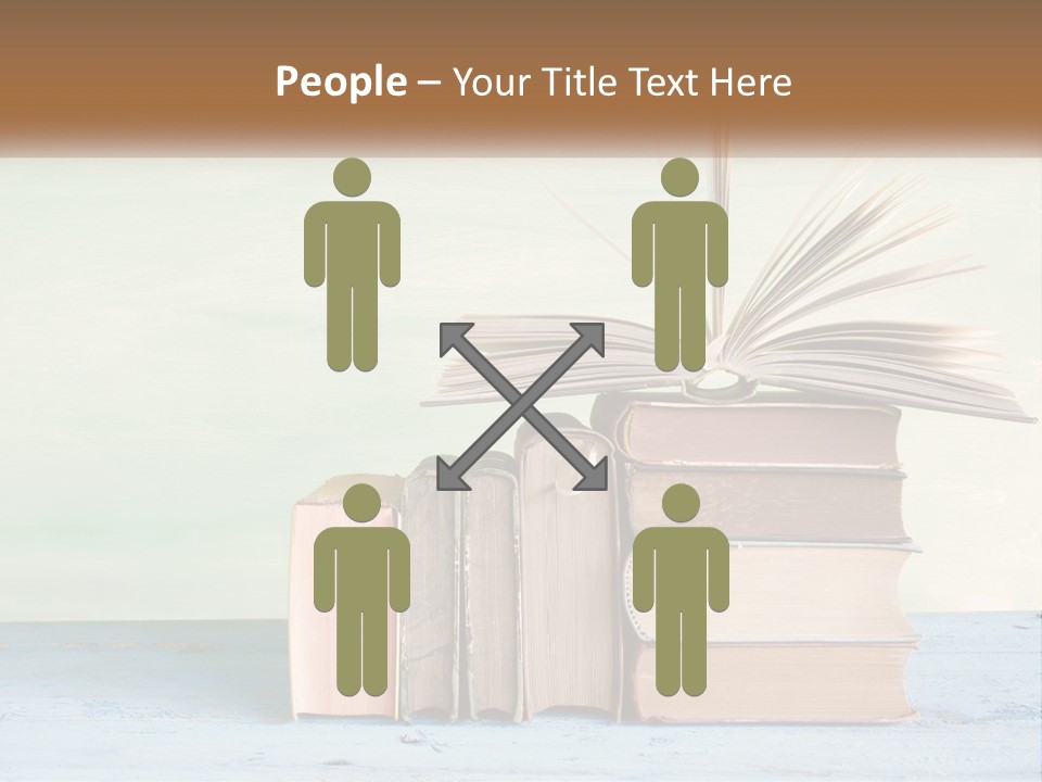 A Stack Of Books On A Table With A Green Background PowerPoint Template