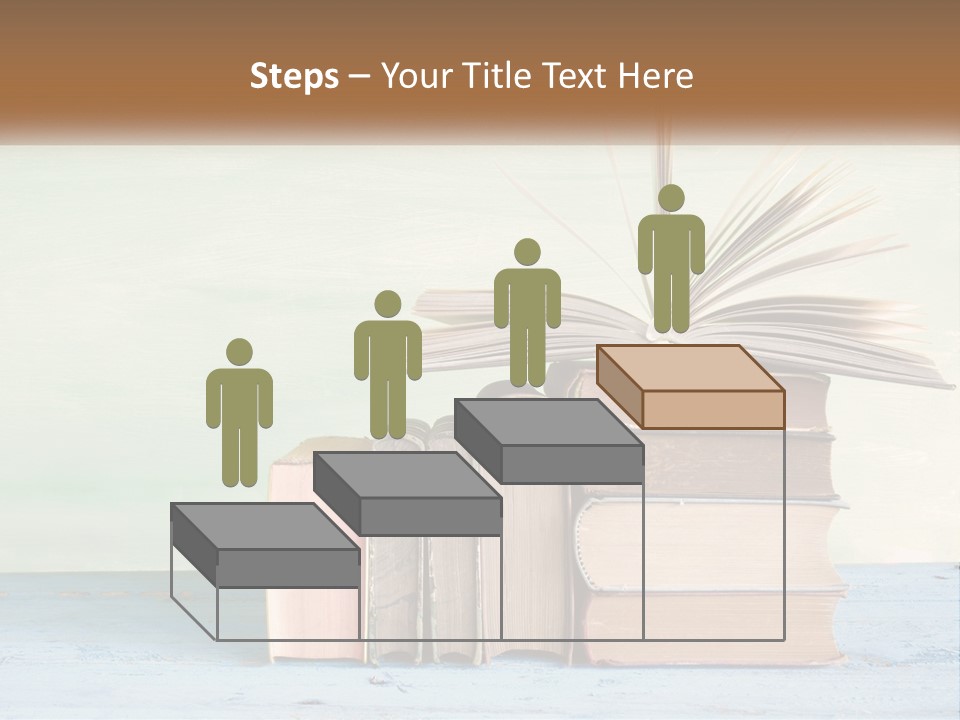 A Stack Of Books On A Table With A Green Background PowerPoint Template