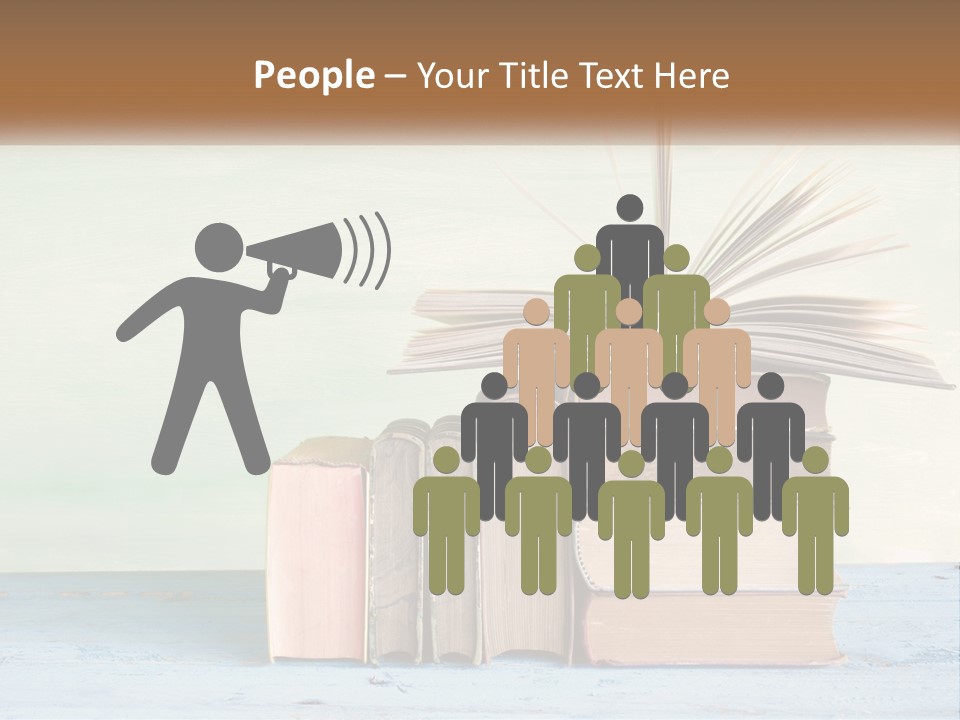 A Stack Of Books On A Table With A Green Background PowerPoint Template