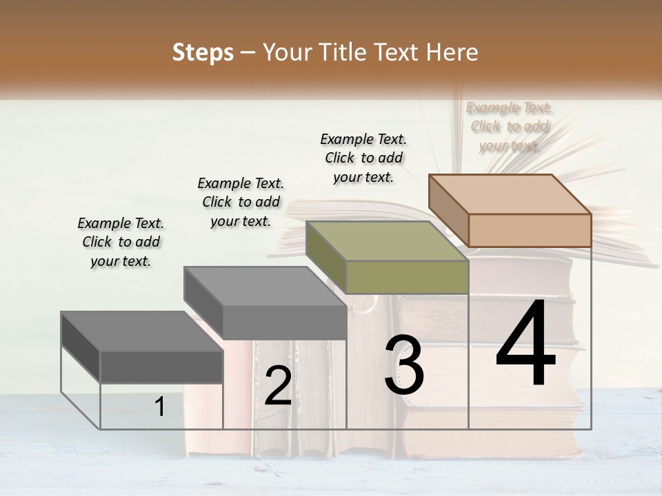 A Stack Of Books On A Table With A Green Background PowerPoint Template