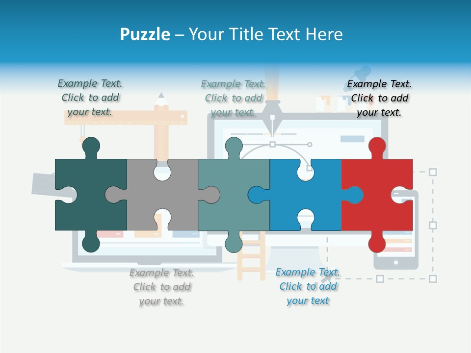 A Computer, Tablet, And Phone Are Shown In This Powerpoint Presentation PowerPoint Template