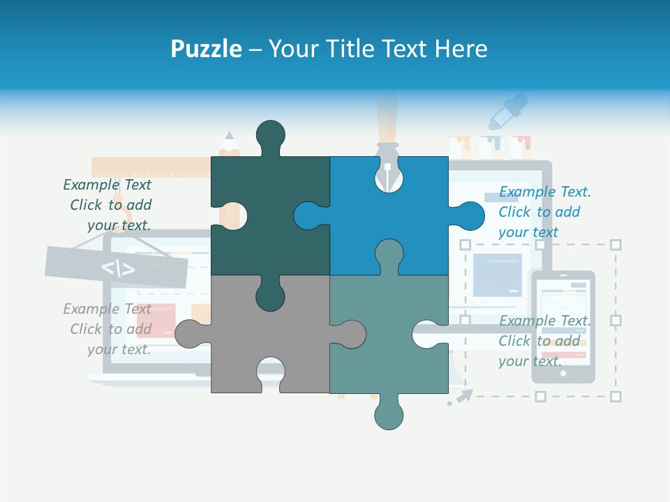 A Computer, Tablet, And Phone Are Shown In This Powerpoint Presentation PowerPoint Template