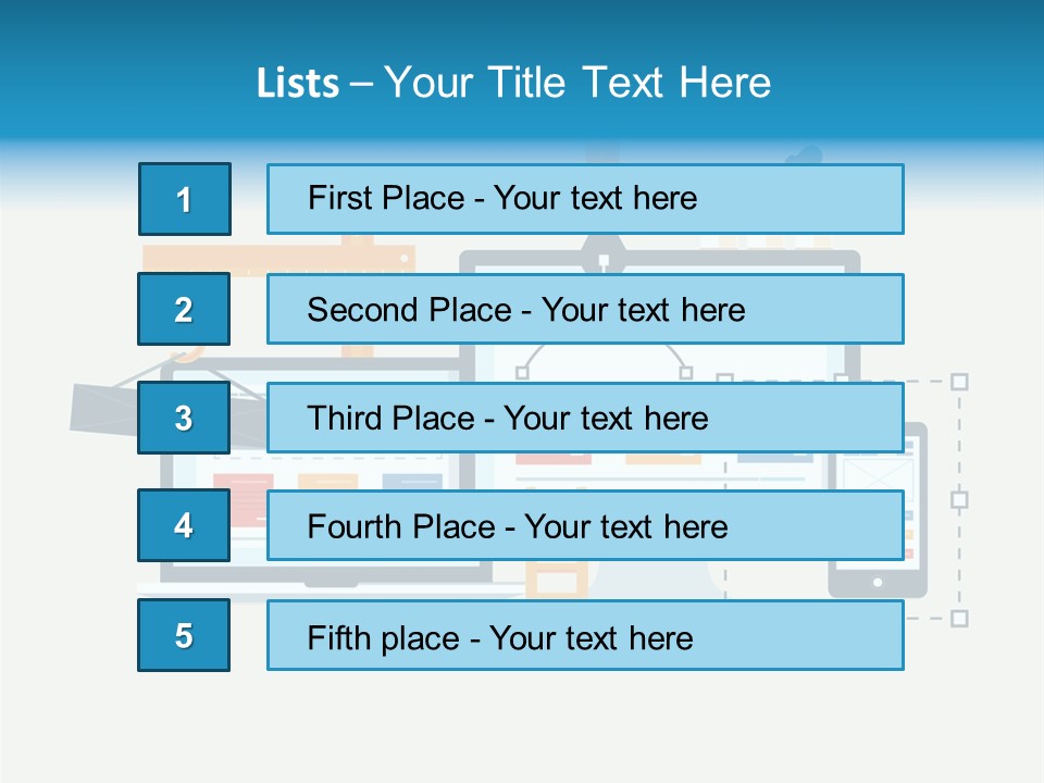 A Computer, Tablet, And Phone Are Shown In This Powerpoint Presentation PowerPoint Template