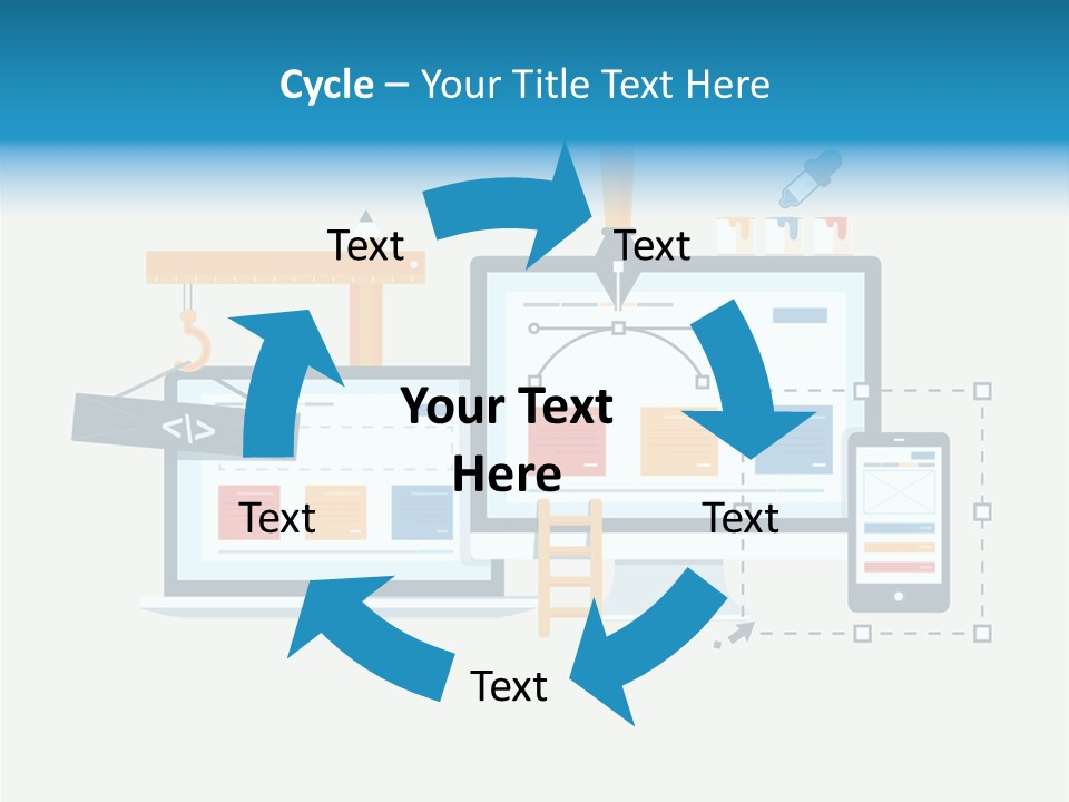 A Computer, Tablet, And Phone Are Shown In This Powerpoint Presentation PowerPoint Template