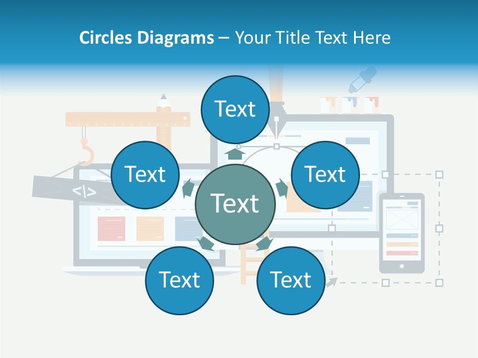 A Computer, Tablet, And Phone Are Shown In This Powerpoint Presentation PowerPoint Template