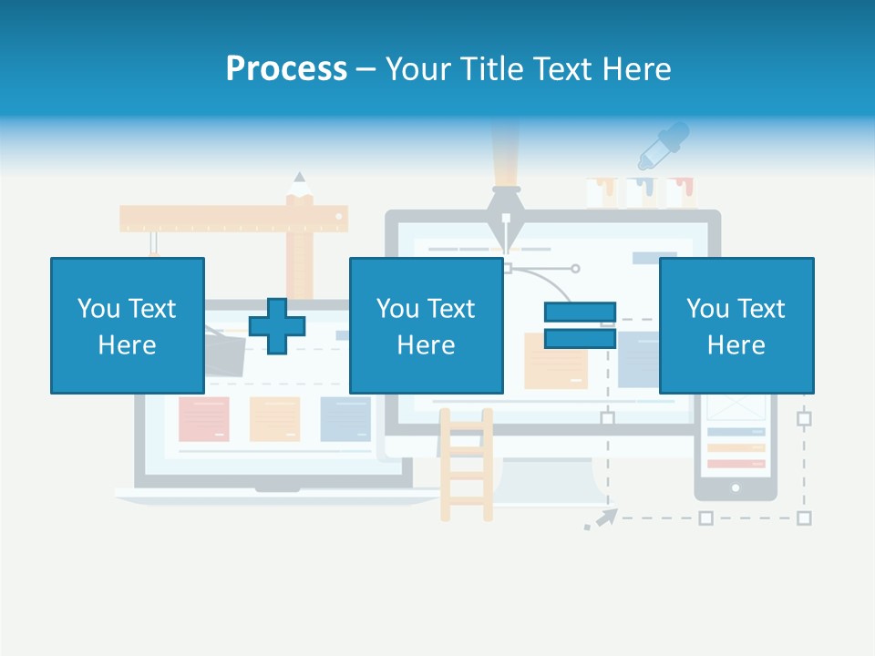 A Computer, Tablet, And Phone Are Shown In This Powerpoint Presentation PowerPoint Template