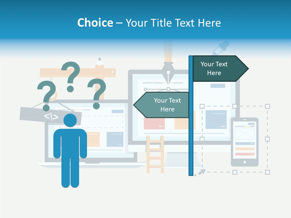 A Computer, Tablet, And Phone Are Shown In This Powerpoint Presentation PowerPoint Template
