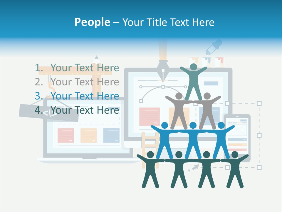A Computer, Tablet, And Phone Are Shown In This Powerpoint Presentation PowerPoint Template