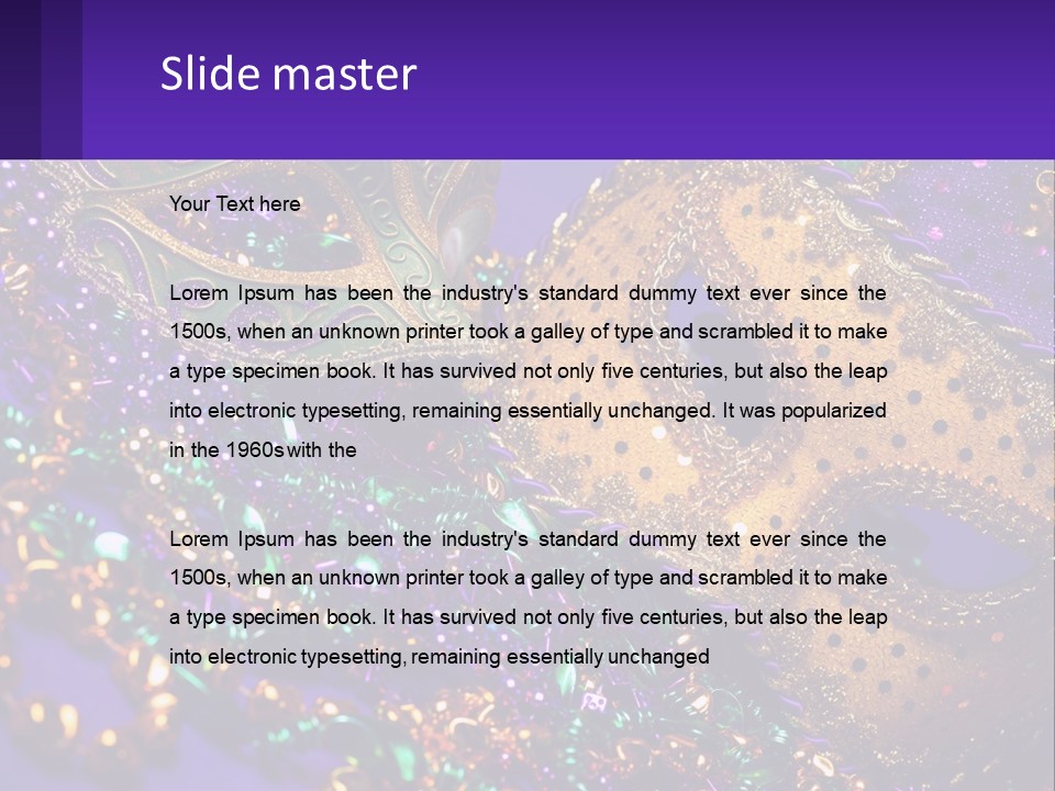 Two Mardi Gras Masks Powerpoint Template PowerPoint Template