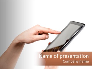 A Person Holding A Tablet Computer In Their Hands PowerPoint Template