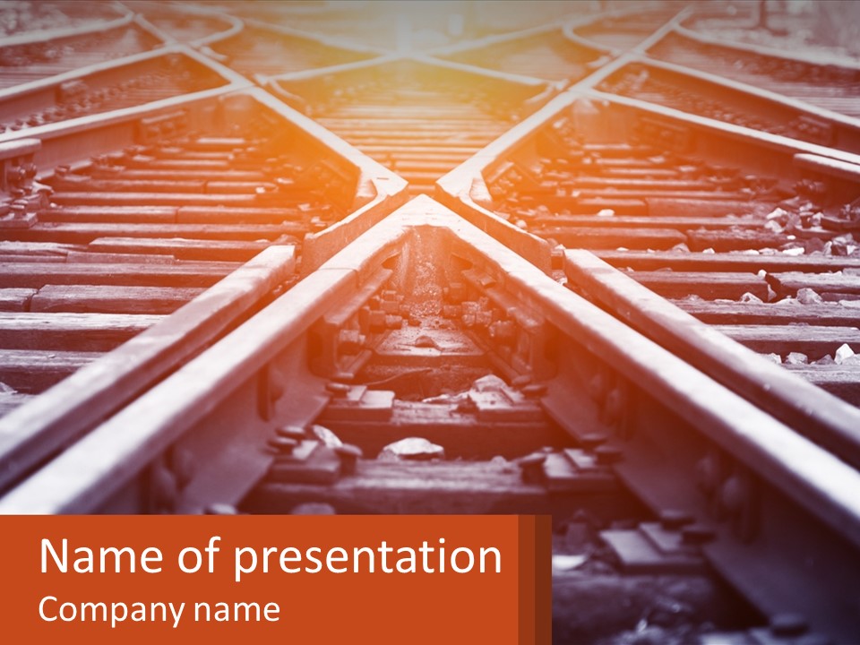 A Train Track With The Words Name Of Presentation On It PowerPoint Template
