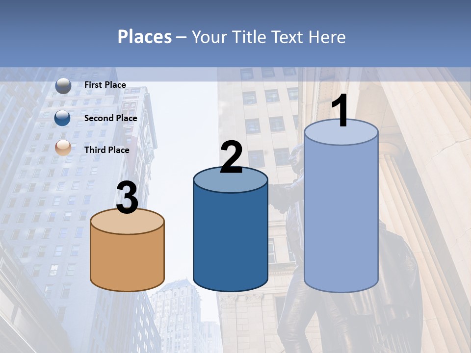 A Statue Of A Man Holding A Flag In A City PowerPoint Template