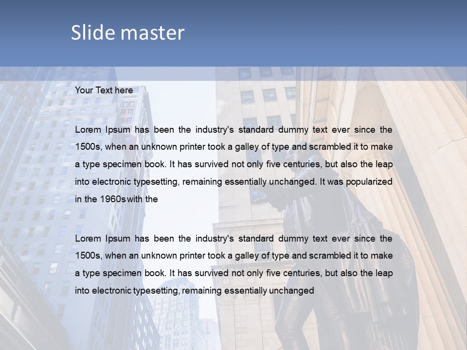 A Statue Of A Man Holding A Flag In A City PowerPoint Template