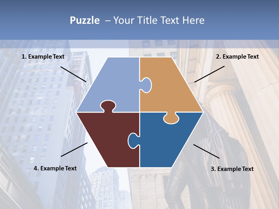 A Statue Of A Man Holding A Flag In A City PowerPoint Template