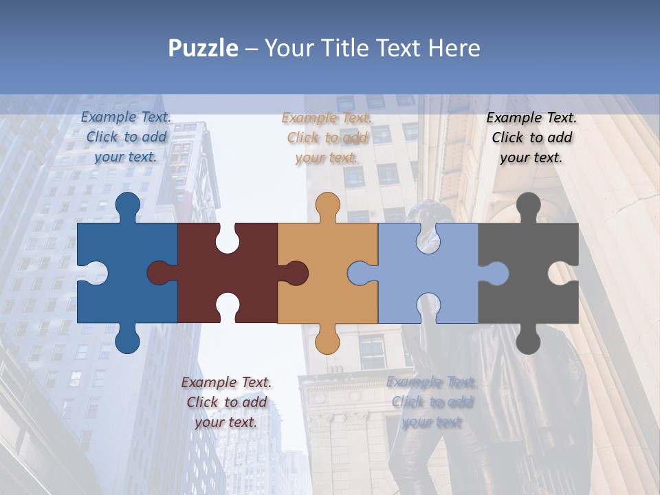 A Statue Of A Man Holding A Flag In A City PowerPoint Template