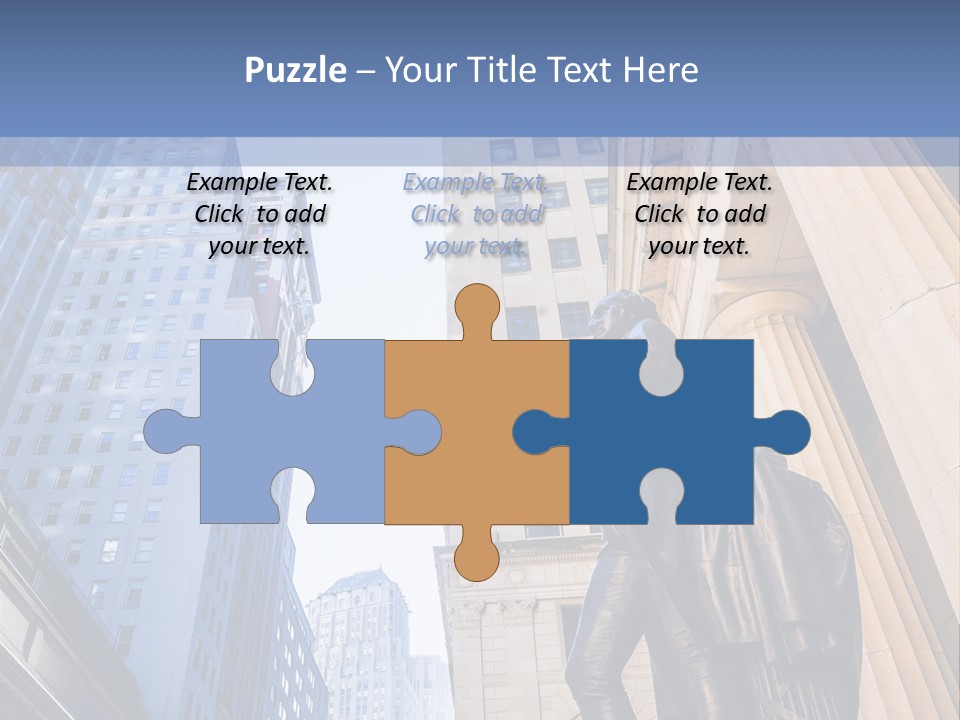 A Statue Of A Man Holding A Flag In A City PowerPoint Template