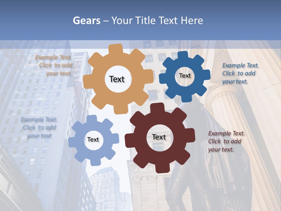 A Statue Of A Man Holding A Flag In A City PowerPoint Template