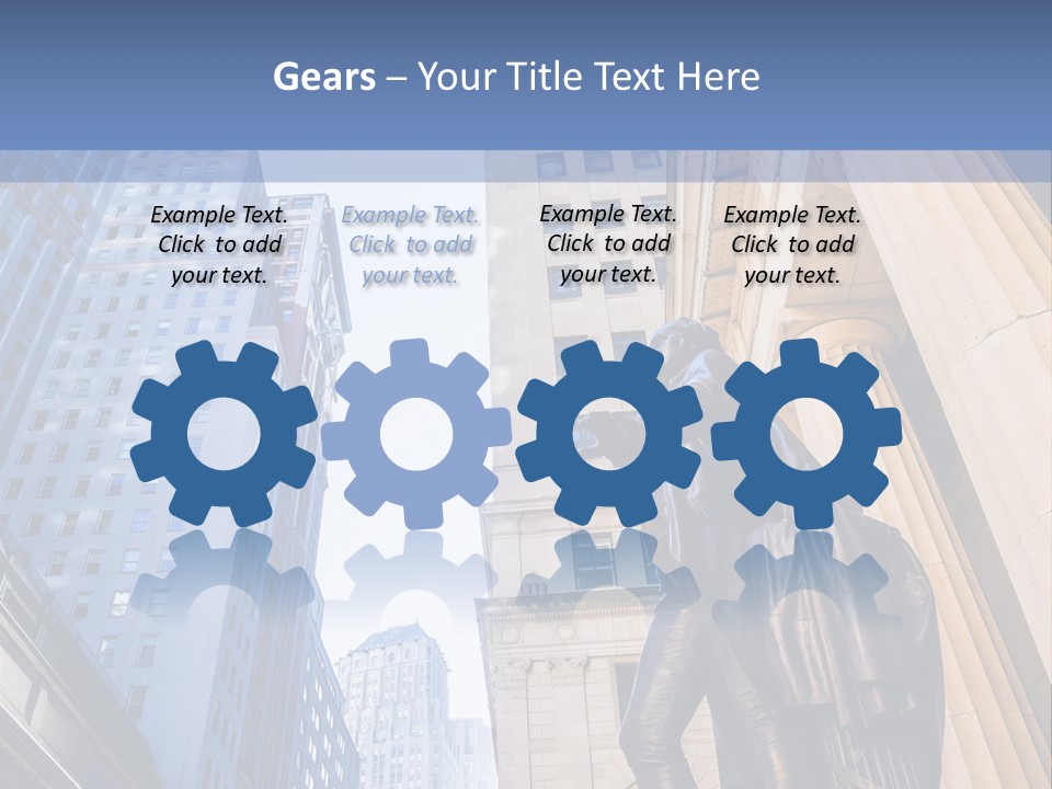 A Statue Of A Man Holding A Flag In A City PowerPoint Template