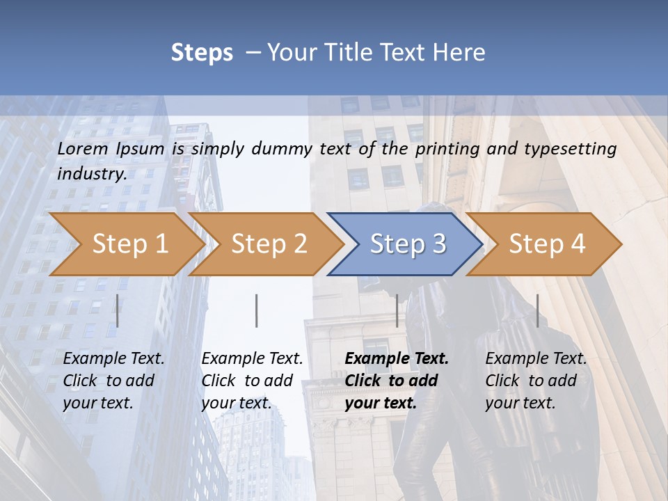 A Statue Of A Man Holding A Flag In A City PowerPoint Template