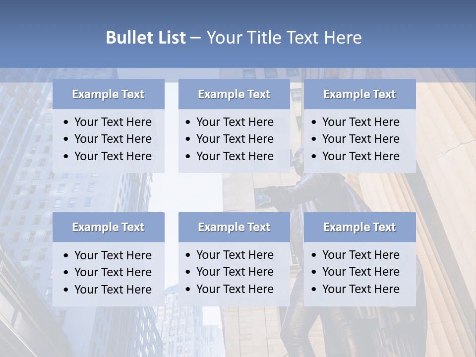 A Statue Of A Man Holding A Flag In A City PowerPoint Template