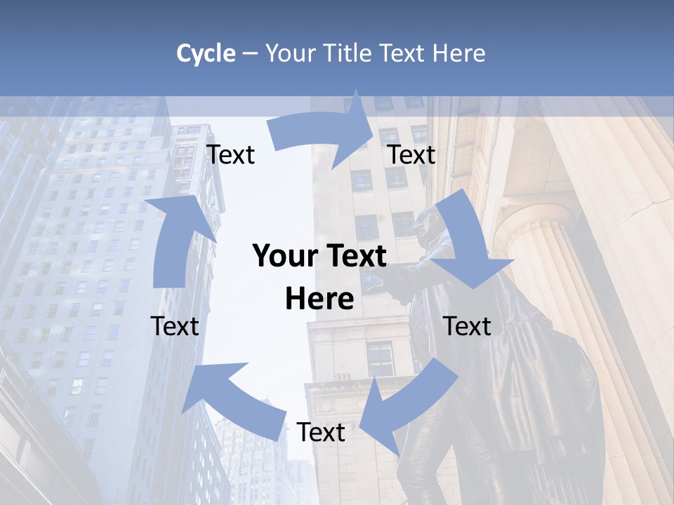 A Statue Of A Man Holding A Flag In A City PowerPoint Template
