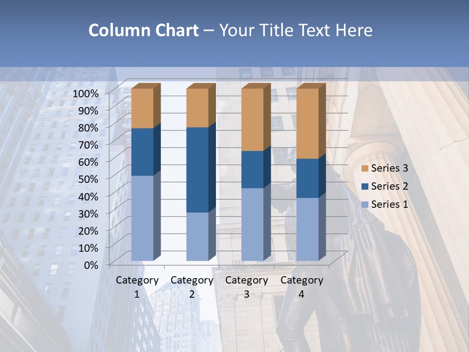 A Statue Of A Man Holding A Flag In A City PowerPoint Template