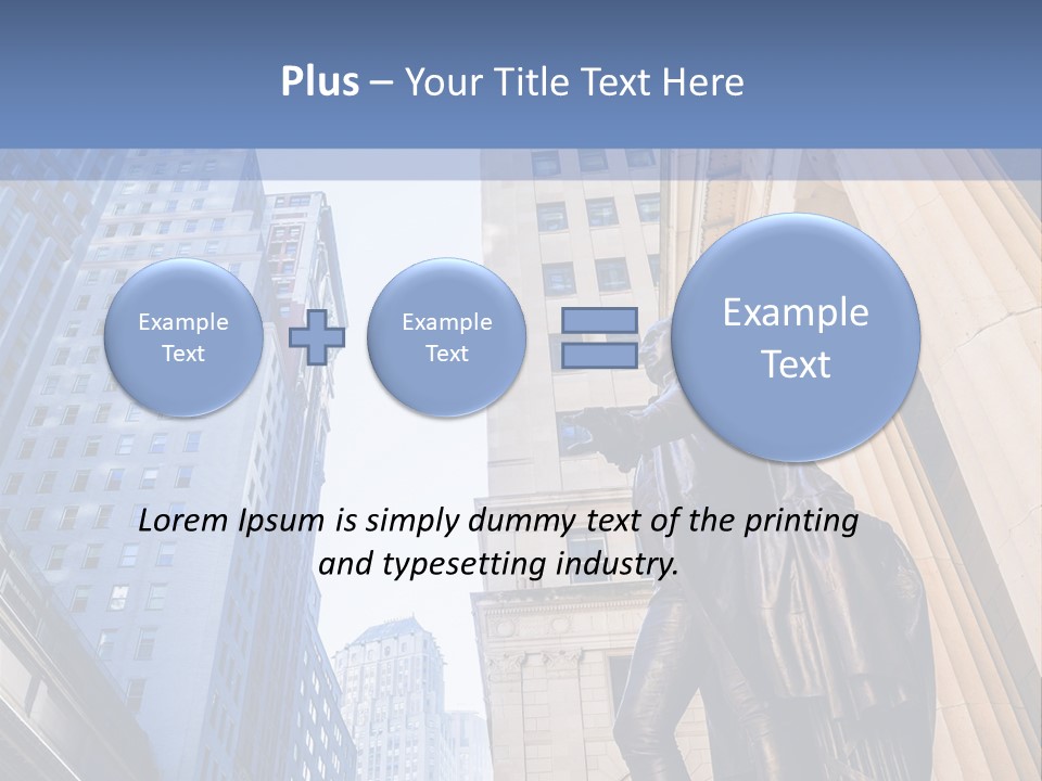 A Statue Of A Man Holding A Flag In A City PowerPoint Template