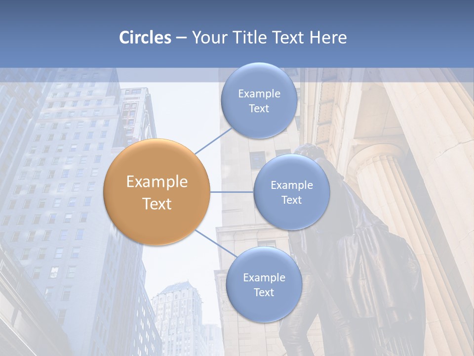 A Statue Of A Man Holding A Flag In A City PowerPoint Template