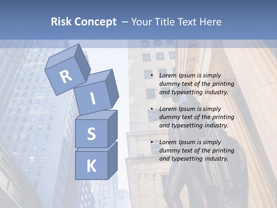 A Statue Of A Man Holding A Flag In A City PowerPoint Template