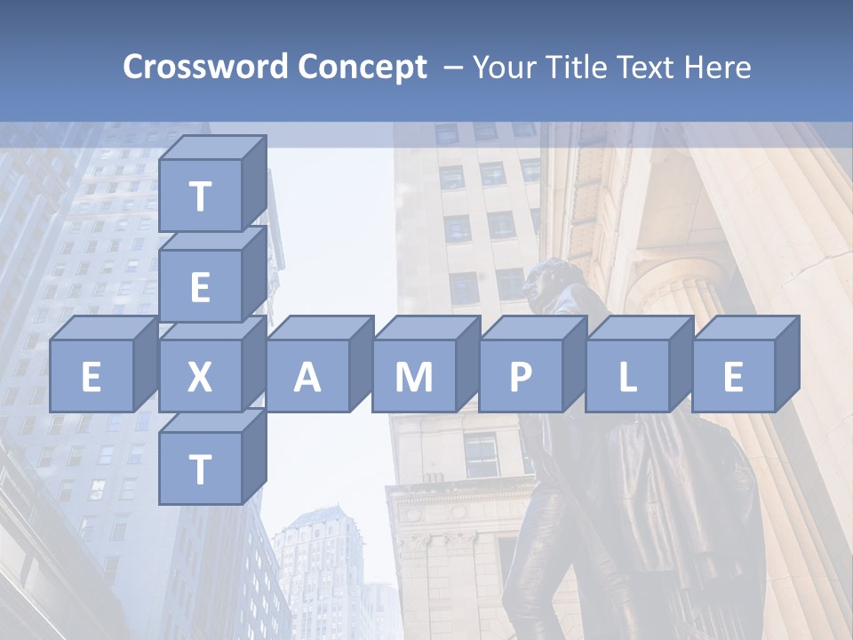 A Statue Of A Man Holding A Flag In A City PowerPoint Template