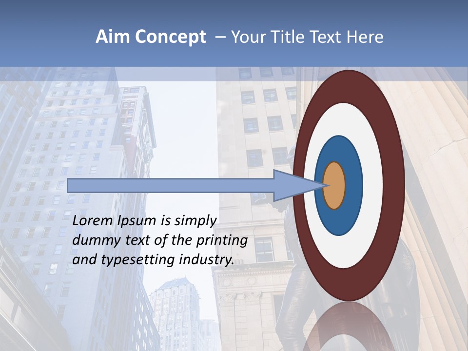 A Statue Of A Man Holding A Flag In A City PowerPoint Template