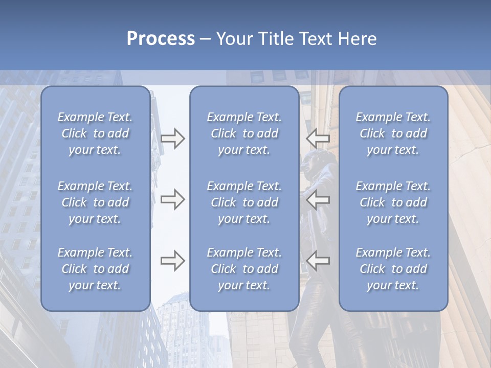 A Statue Of A Man Holding A Flag In A City PowerPoint Template